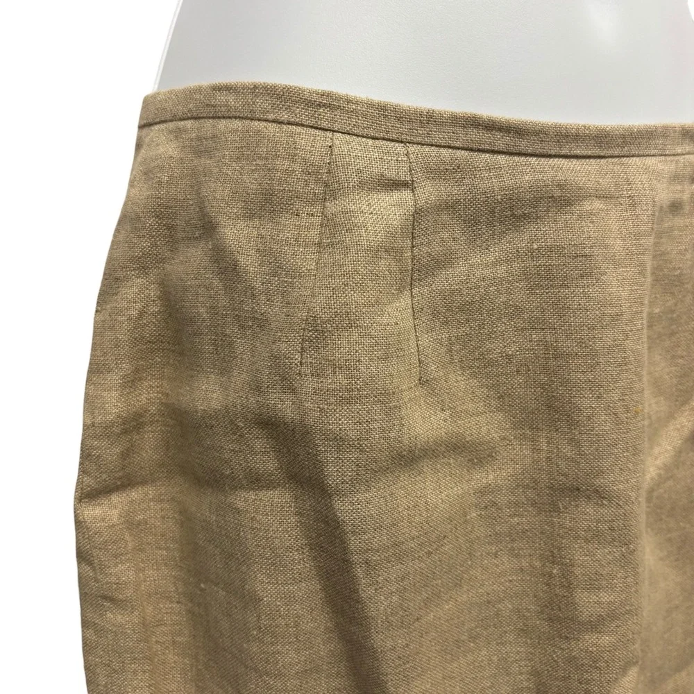Style&co Collection Petite‎ Tan 100% Linen Pencil Skirt Size 8P Lined Bulgaria